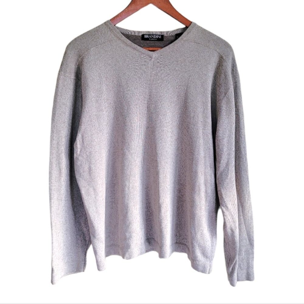 Brandini Long Sleeve V-neck Sweater Cream Men's Large